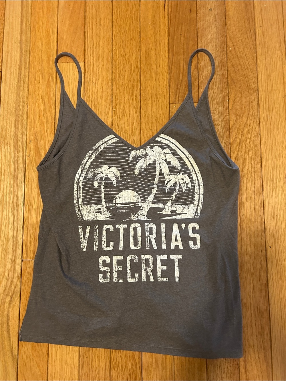 Victoria's Secret Gray Palm-Graphic Tank